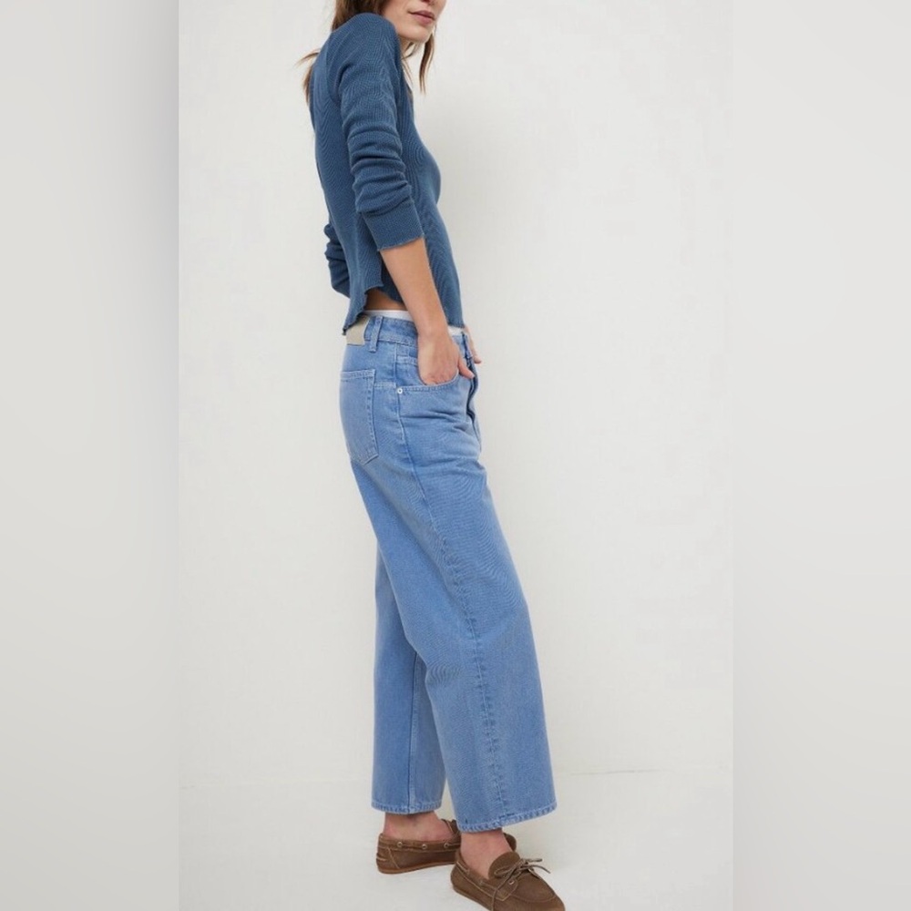 ❗️Sold❗️FREE PEOPLE We The Free Deep Trance Dropped Boyfriend Jeans Sz 33 NWT - Picture 2 of 15